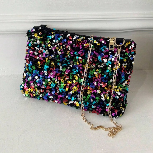 Luxe Sequin Chain Strap party Evening Formal Mini Bag
